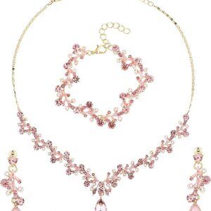 Stunning Rhinestone Bridal Jewelry Set with Flower Design for Special Occasions